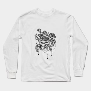 Black and white floral sketch Long Sleeve T-Shirt